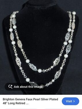 Brighton Silver and White Faux Pearl Multi-Strand Necklace